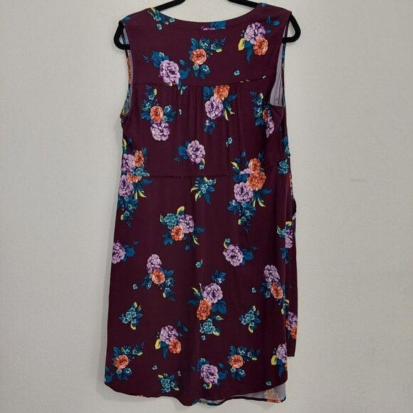 Torrid Purple Floral Challis Zip Front  Drawstring Shirt Dress Size 0 Large - Picture 8 of 8